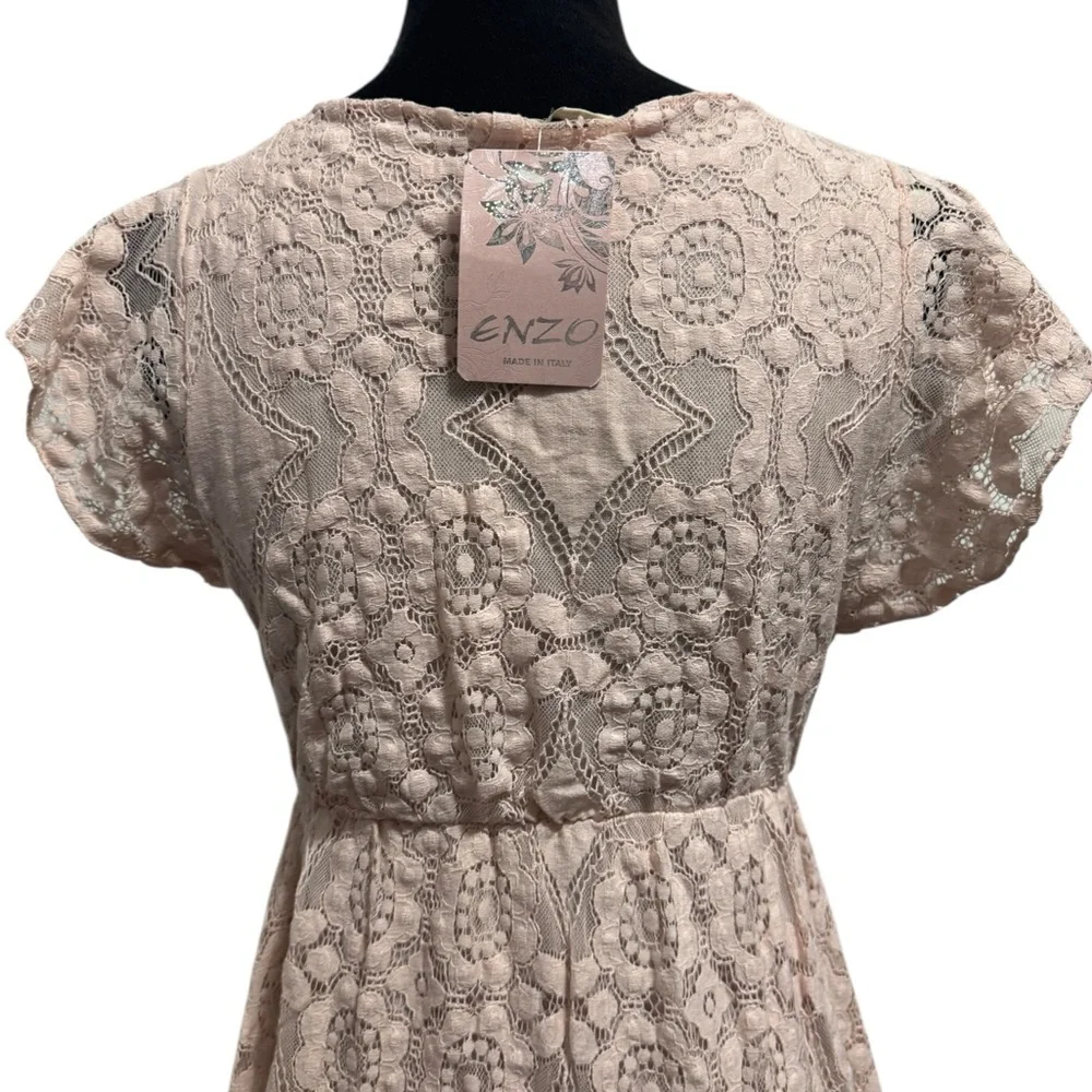 Enzo Made in Italy Lace Hi Low Dress Pink - Picture 12 of 14